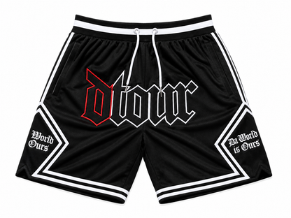 DTOUR “Da World Is Ours” Basketball Shorts – Black